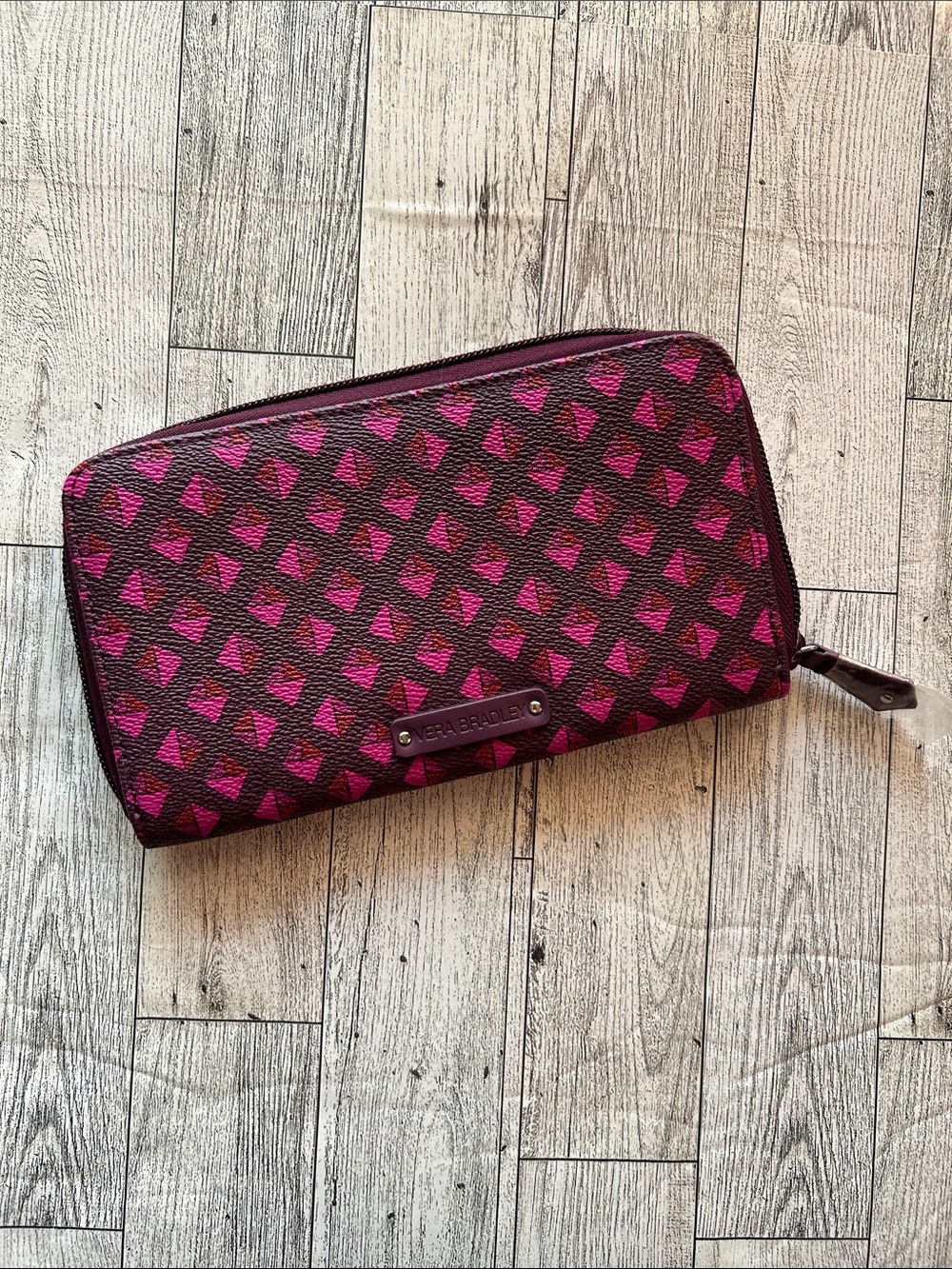 Vera Bradley accordion Wallet plum studs